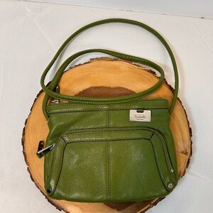 Tignanello Green Genuine Leather Crossbody Shoulder Bag Zip Top